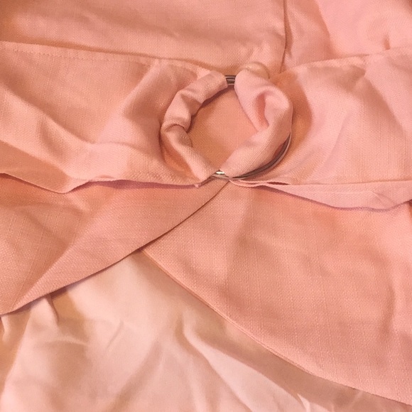 ❌DONATED❌Peach Boatneck Belted Button Up Lined Long Sleeve Top - Picture 5 of 9